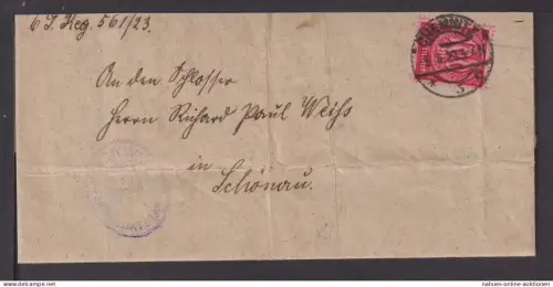 Chemnitz Deutsches Reich Infla Dienst Brief EF 100 Mark Chemnitz auf komplettem