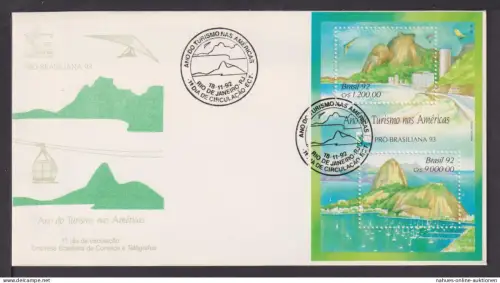 Briefmarken Brasilien Südamerika Brief Block Rio de Janeiro 1992