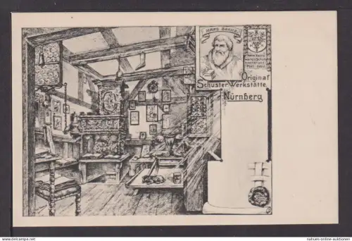 Ansichtskarte Nürnberg Bayern Hans Sachs Schuster Werkstätte