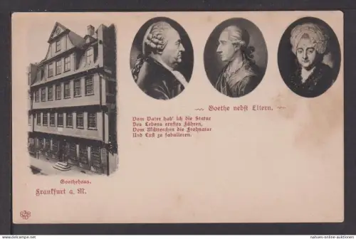 Ansichtskarte Künstler Goethe nebst Eltern Frankfurt Hessen Goethehaus