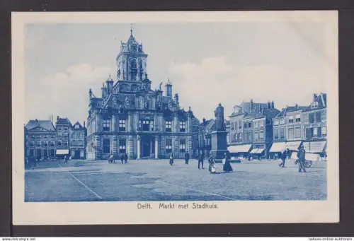 Ansichtskarte Delft Niederlande Markt mit Stadthaus