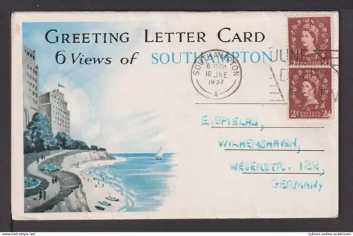 Ansichtskarte Southhampton England Großbritannien Klappkarte mit 6 Ansichten