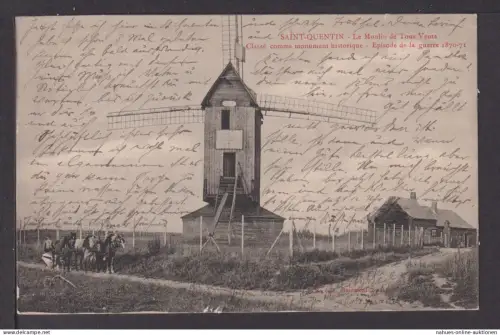 Ansichtskarte Windmühle St Quentin Frankreich 1913 Wuppertal Elberfeld NRW