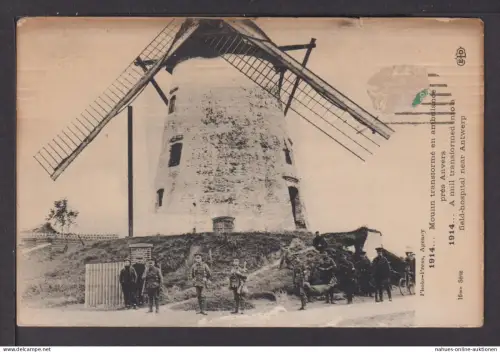 Ansichtskarte Windmühle als Feldhospital Antwerpen Belgien 1914 I. Weltkrieg