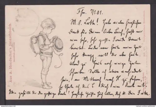 Ansichtskarte Künstlerkarte A. Hendschel Skizzenbuch Vergebliches Bemühen
