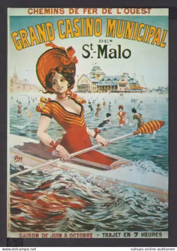 Jugendstil Art Nouveau Künstler Ansichtskarte Grand Casino Municipal de St. Malo