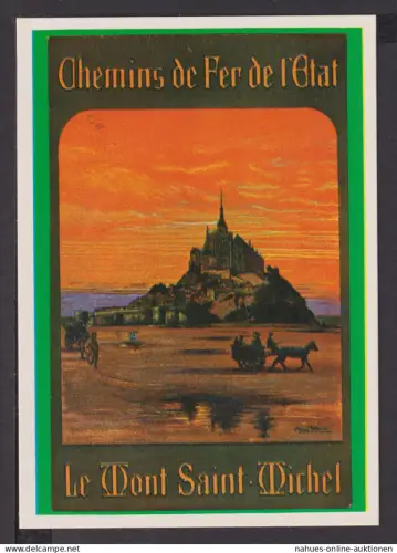 Art Deco Reklame Künstler Ansichtskarte Chemins de Fer de L ETAT Mont-St-Michel