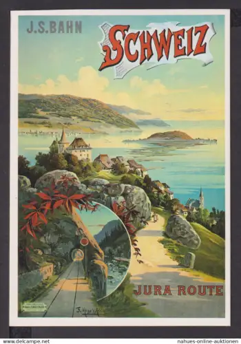Jugendstil Art Nouveau Künstler Ansichtskarte J.S.Bahn Schweiz Eisenbahn 1895