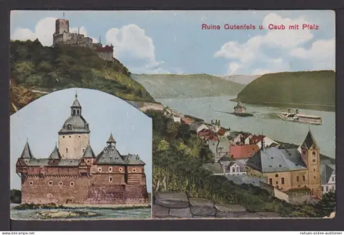 Ansichtskarte Ruine Gutenfels u Caub mit Pfalz 1919