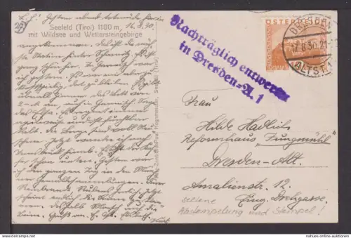 Seefeld Tirol Österreich Auslands Ansichtskarte viol. L2 Nachträglich entwertet
