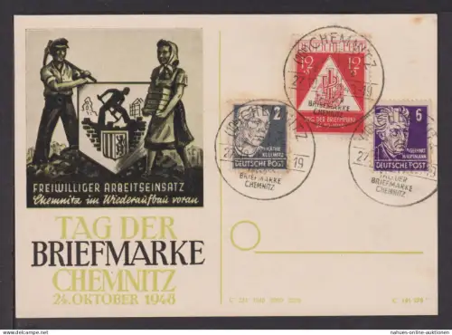 SBZ Chemnitz im Aufbau Philatelie Tag der Briefmarke schöne Künstler Anlasskarte