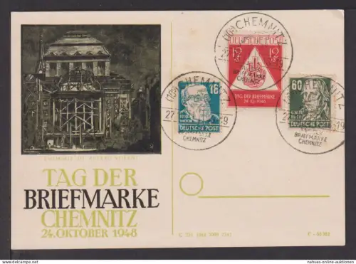 SBZ Chemnitz im Aufbau Philatelie Tag der Briefmarke schöne Künstler Anlasskarte