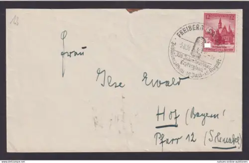 Deutsches Reich Brief Freiberg Sachsen selt. SST 750 J.Dt. Erzbergbau Hof Bayern