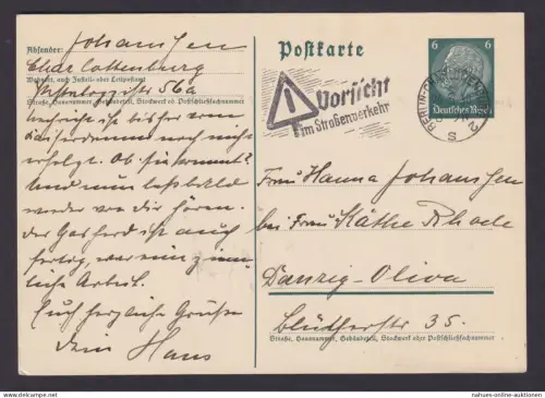 Deutsches Reich Postkarte Berlin Charlottenburg SST Vorsicht im Strassenverkehr