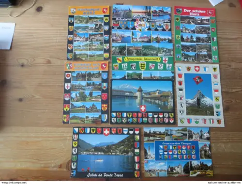 Nachlass Ansichtskarten Wappen Heraldik AK 60 Stück oft Deutschland Schweiz u.a.