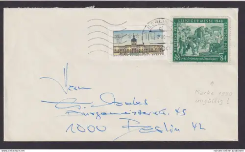 Bund mit ungültiger All. Besetzung Brief Berlin Leipziger Messe 1990 ungültig