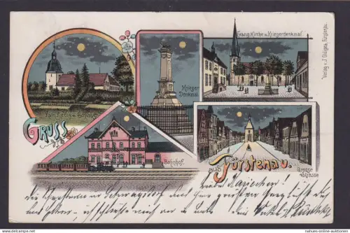 Jugendstil Litho Ansichtskarte Fürstenau Harz Blankenburg Bahnhof ab Freren