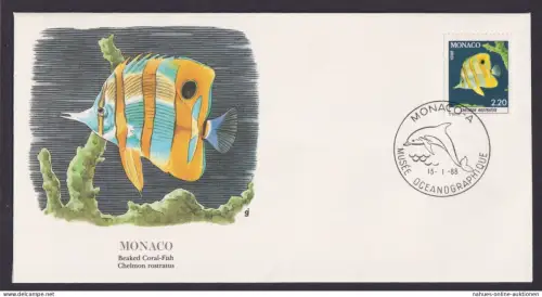 Monaco Fauna Geschnabelter Korallenfisch schöner Künstler Brief