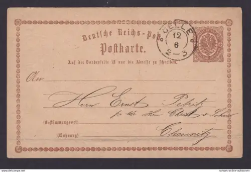 Deutsches Reich Brustschild Ganzsache K2 Celle Niedersachsen Chemnitz Sachsen