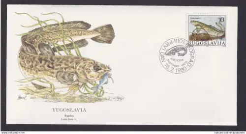 Yugoslavia Jugoslawien Europa Fauna Fische Aalquappe schöner Künstler Brief