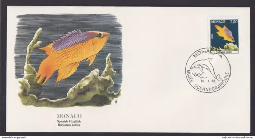 Monaco Fauna Spanischer Schweinefisch schöner Künstler Brief