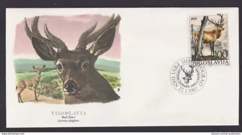 Yugoslavia Jugoslawien Fauna Rotwild schöner Künstler Brief