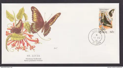 St. Lucia Karibik Fauna Polydamas Schmetterling schöner Künstler Brief