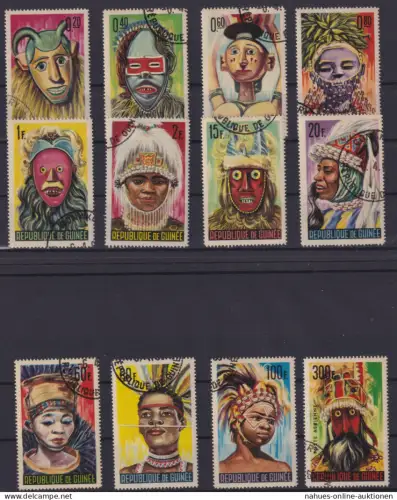 Flugpost Guinea Frankreich Kolonien toller Luxus Satz Masken Kultur gestempelt