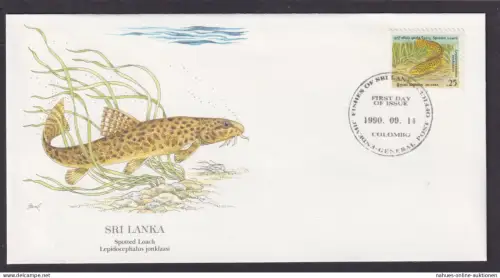 Sri Lanka Indischer Ozean Fauna getüpfelte Schmerlen schöner Künstler Brief