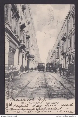 Ansichtskarte Alexandrie Rue Tewfik Ägypten Afrika Nordafrika n. Leysin Schweiz