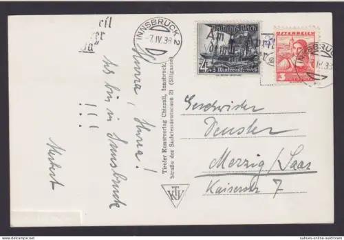 Deutsches Reich MIF Österreich Innsbruck Ostmark PropagandaStempel Merzig Saar