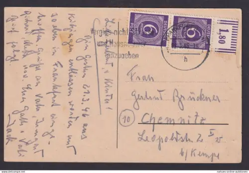 Alliierte Besetzung MEF Oberrand Ansichtskarte Frankfurt Main Haus zur goldenen