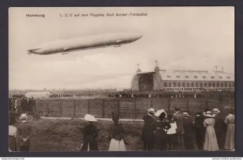 Hamburg Zeppelin L.Z.12 am Flugplatz Groß Borstel Fuhlsbüttel selt. frühe Foto