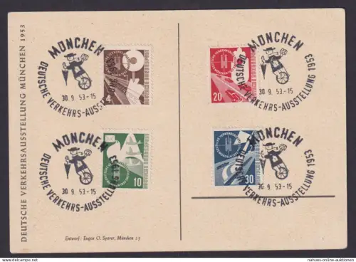 Bund 167-170 München Verkehrs Ausstellung immer beliebte Anlasskarte mit 4 Top