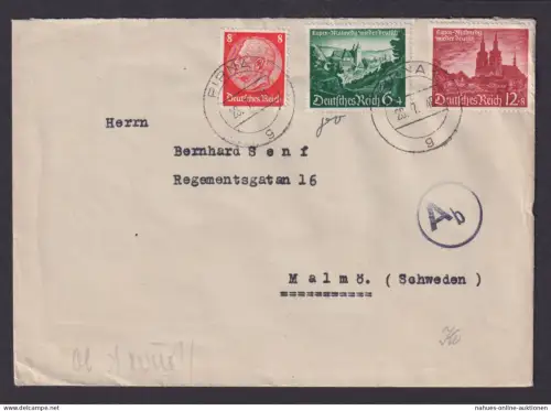 Deutsches Reich Zensur Brief Pirna Sachsen Malmö Schweden Hindenburg