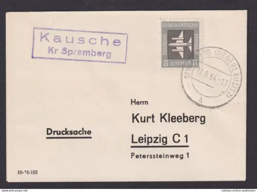 Kausche Kreis Spremberg Nieder Lausitz Brandenburg DDR Brief n. Leipzig