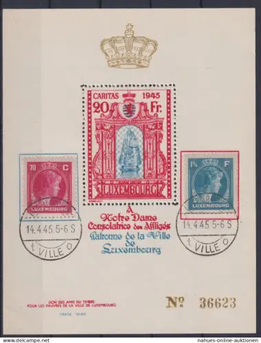 Caritas LUXEMBURG Spendenblock Grossherzogin Charlotte Briefmarken 1945