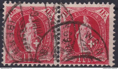 Schweiz 70 D 1 Franc im Paar Stehende Helvetia gestempelt
