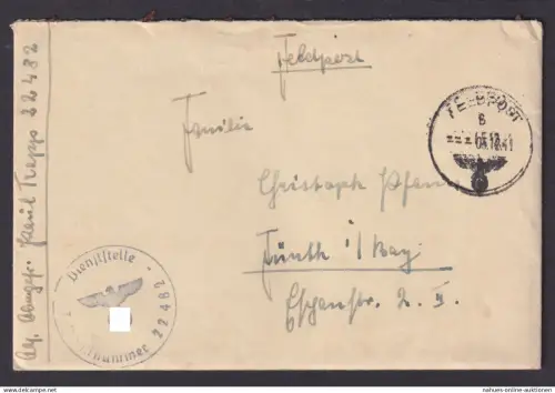 Brief Feldpost Nr. 22482 II. Weltkrieg Fürth Bayern kompl. mit Inhalt