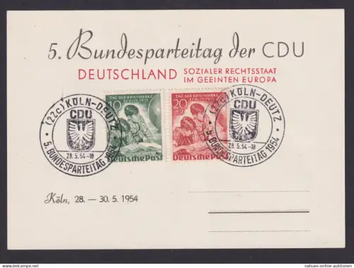 Berlin 80-81 CDU Politik 5 Bundesparteitag Köln Deutz schöne Anlasskarte 1954