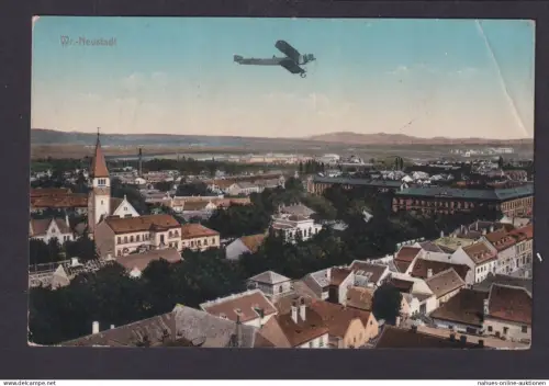 Flugpost Wien Neustadt Österreich Ansichtskarte Flugzeug Doppeldecker + schöner