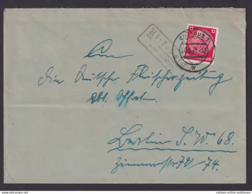 Kiekebusch über Cottbus Brandenburg Deutsches Reich Brief Landpoststempel n.