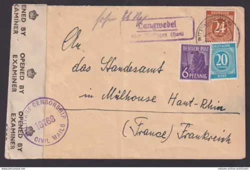All. Besetzung brit. Zensur Auslands Brief MIF Landpoststempel Langwedel über