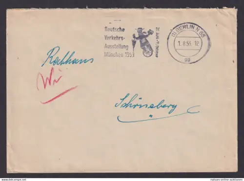 Bund Maschinen Werbestempel Deutsche Verkehrs Ausstellung München Berlin N 65