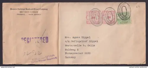 USA Pasaic New Jersey n. Westercelle Celle R Brief 1c. Marke plus 2 Wertstempel