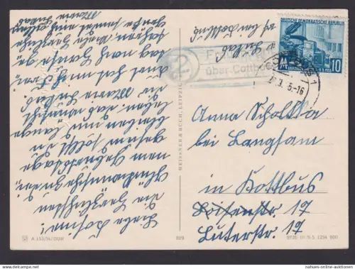 Frauendorf über Cottbus Brandenburg DDR Ansichtskarte Landpoststempel n.Cottbus