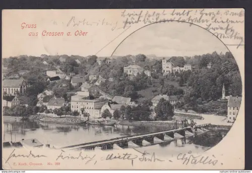 Crossen Oder Brandenburg Ansichtskarte Deutsches Reich n. Lübeck