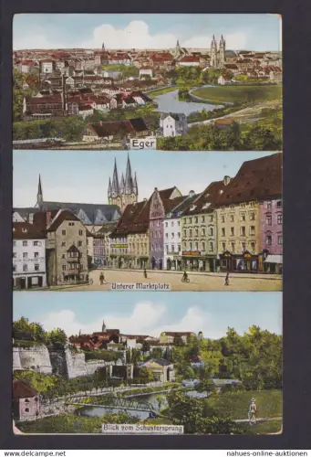 Eger Ansichtskarte Tschechien Marktplatz u.s. nach Coburg 12.6.1913