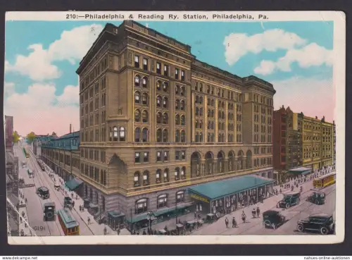 USA Ansichtskarte Philadelphia Reading Ry Station Nachporto Österreich Linz