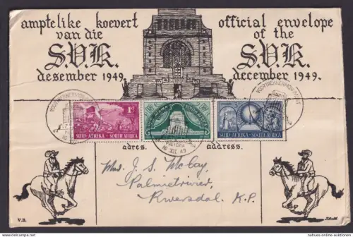 Brief Südafrika Afrika Voortrekkerdenkmal Monument 1949 Riversdale Pioniere Buren